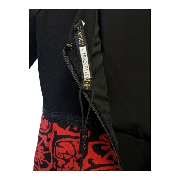 Plenty by Tracy Reese Anthropologie red black v back midi dress with pockets - Picture 5 of 6